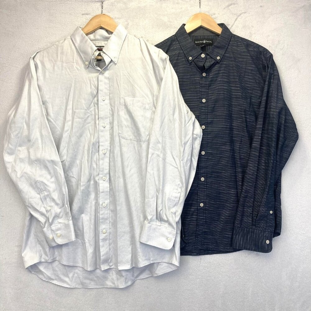Lot of 2‎ Beverly Hills Polo Club Kirkland Signature Button Up Shirt Mens Large